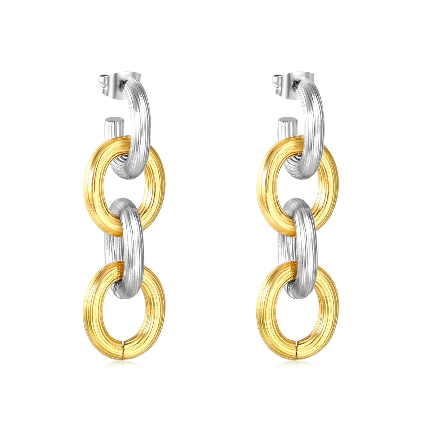 Chain-Shaped Earrings, Two-Tone Gold asonjewelry